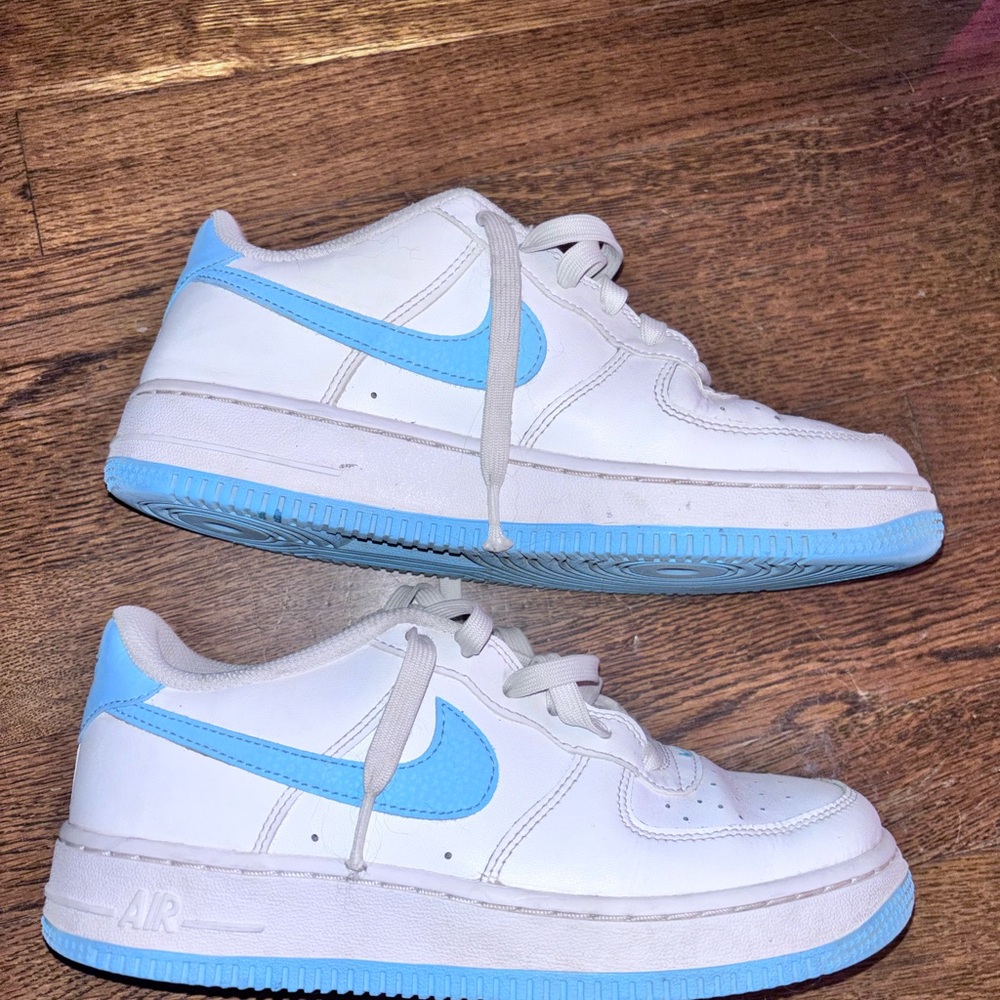 Nike Women's Air Force 1 White and Blue Sneakers